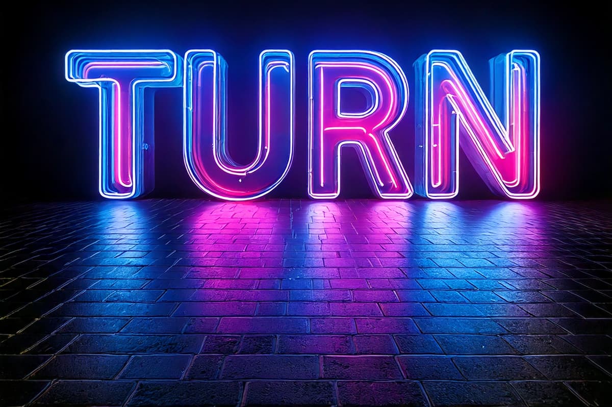 TURN neon logo